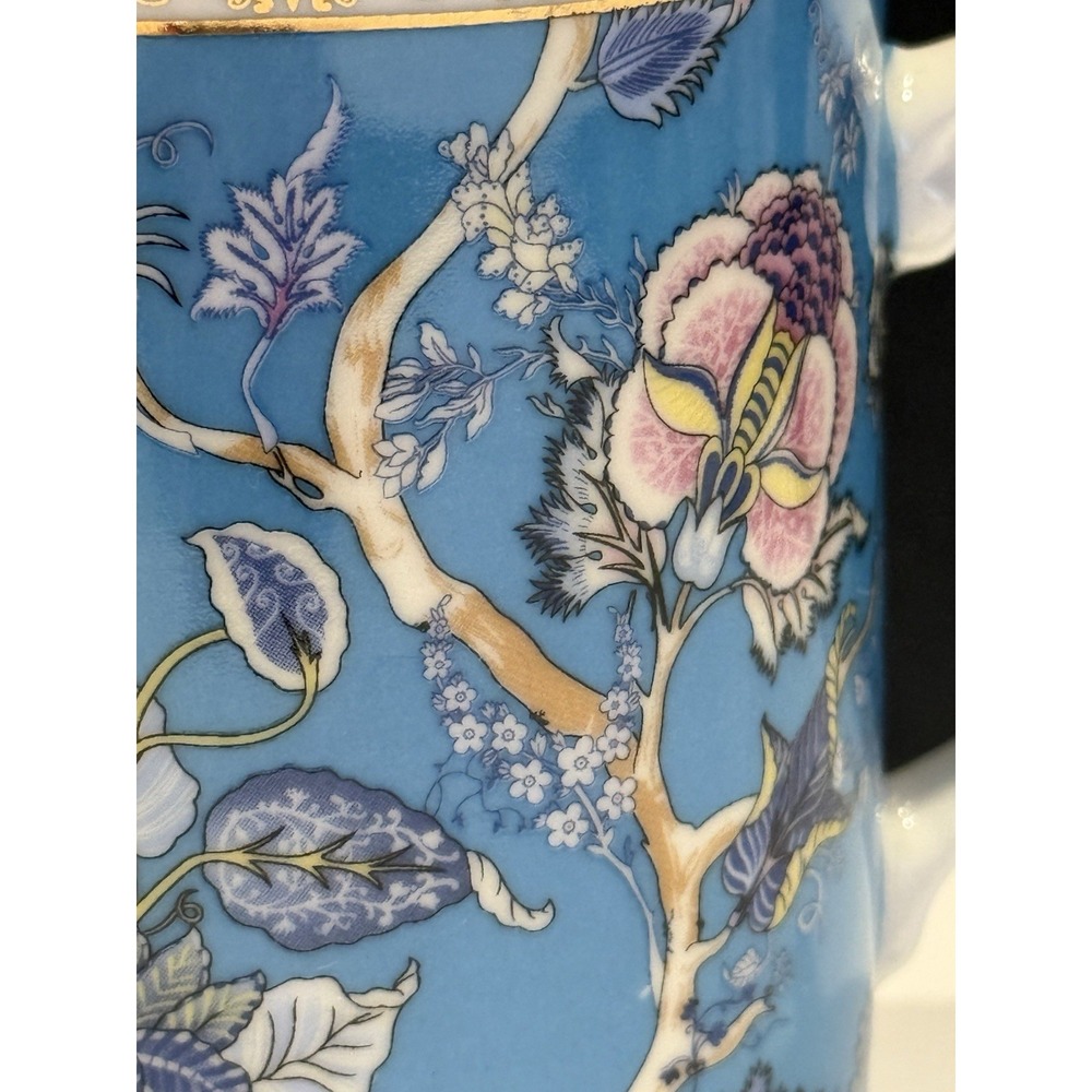 Grace Teaware Blue Chinoiserie Floral Fine Porcelain Mug Gold Trim 4.25" - Picture 3 of 7